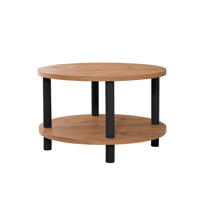 Hanah Home Mesa de Centro Roby - Negro y Pino Atlántico, Tablero Melamina 25mm, Patas Madera Carpe